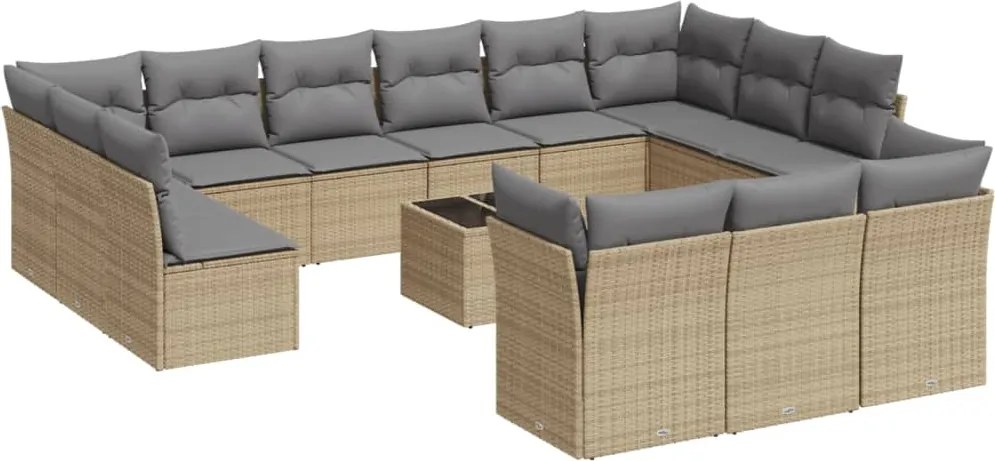vidaXL 14 részes bézs polyrattan kerti ülőgarnitúra párnával