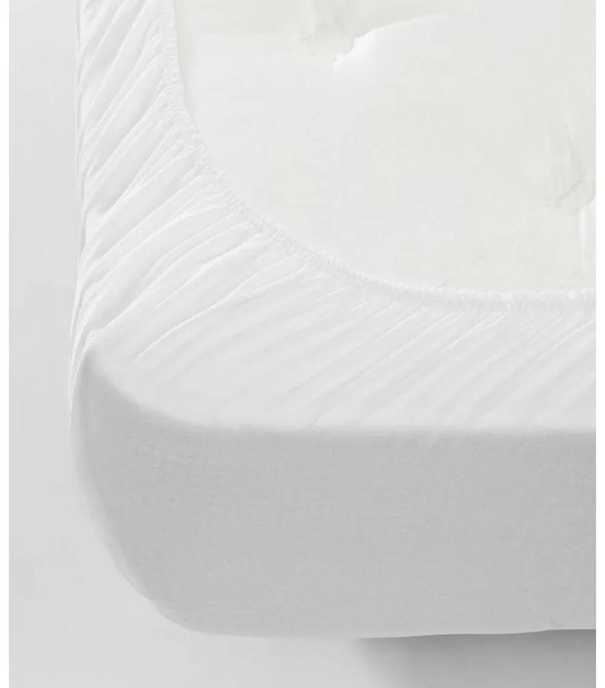 Jersey gumis lepedő - fehér, 90/100x200 +28 cm
