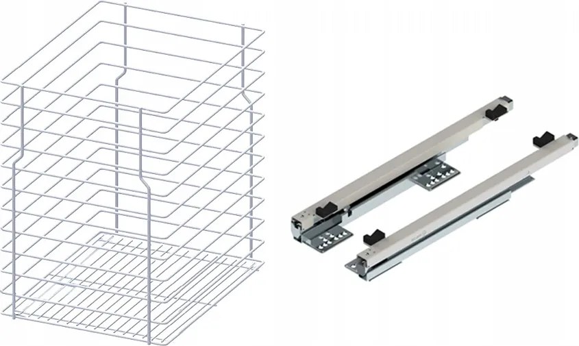 Cargo kosár alsó szekrényhez 40cm 400 Fehér 1p csendes ház Rejs a csuklópánt alá
