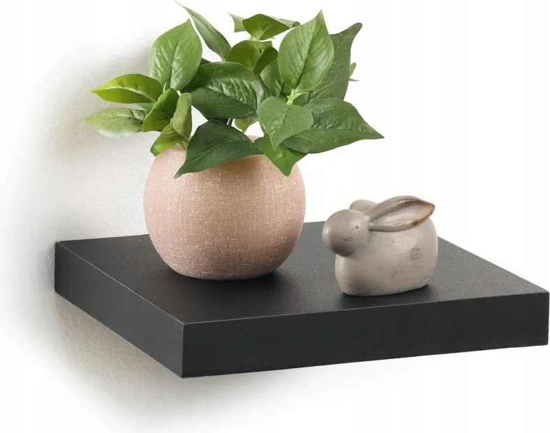 Akasztós Polc klasszikus Fekete Mdf 25 cm