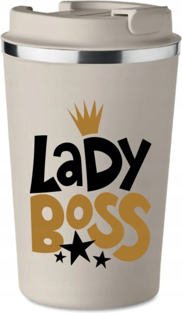 Prémium Termo Bögre bézs Anyák napi ajándék Lady Boss KT_500