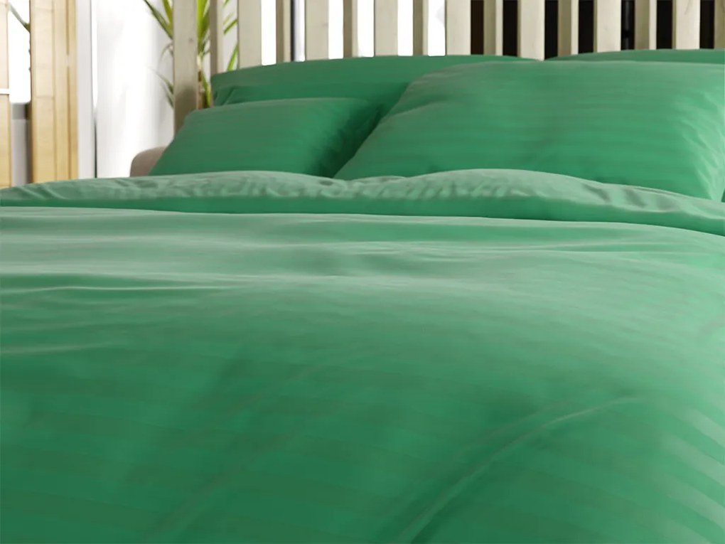 Szállodai mikroszálas ágyneműhuzat JASMINE sötétzöld - 2 cm csíkos Ágyneműhuzat mérete: 70 x 90 cm | 140 x 200 cm