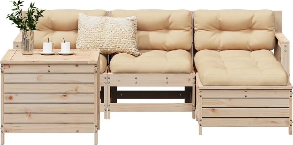 vidaXL 5 részes tömör fenyőfa kerti kanapészett