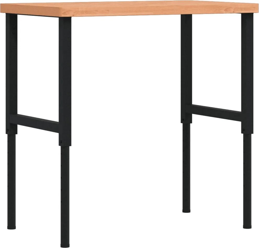 vidaXL tömör bükkfa négyszög alakú munkapad 100 x 60 x (73-99,5) cm