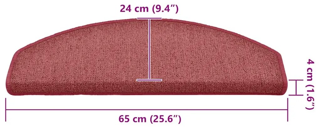 30 db bordó félkör alakú lépcsőszőnyeg 65 x 24 x 4 cm, nagy