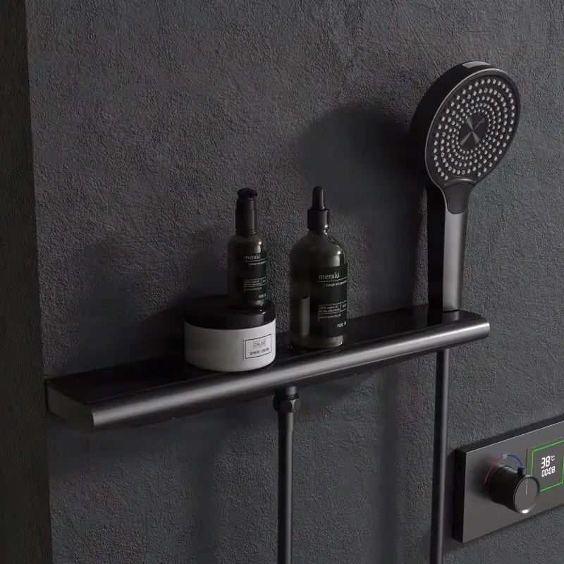 Falba süllyesztett zuhanyrendszer ELITE EDITION BCS1045, 6 funkcióval, LED-világítással, termosztáttal és többféle felülettel — Gunmetal szürke —…