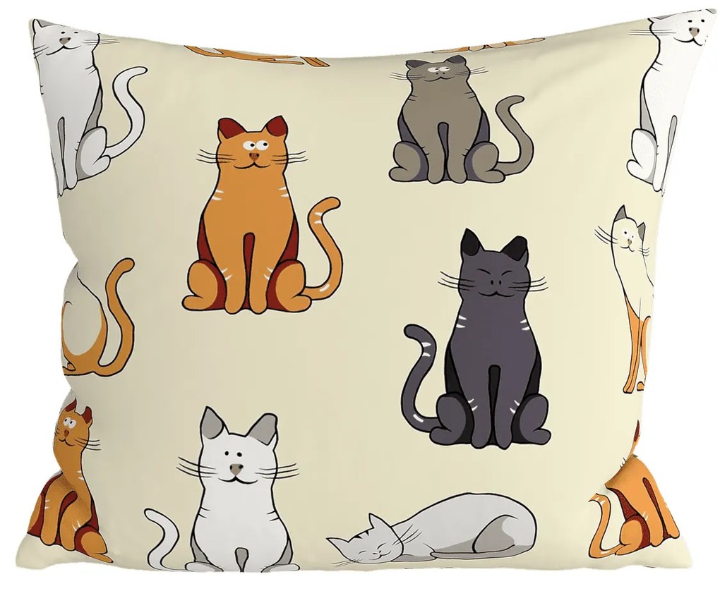 2 db díszpárnahuzat szett COLORED CATS BLEND 45x45 cm, krémszínű