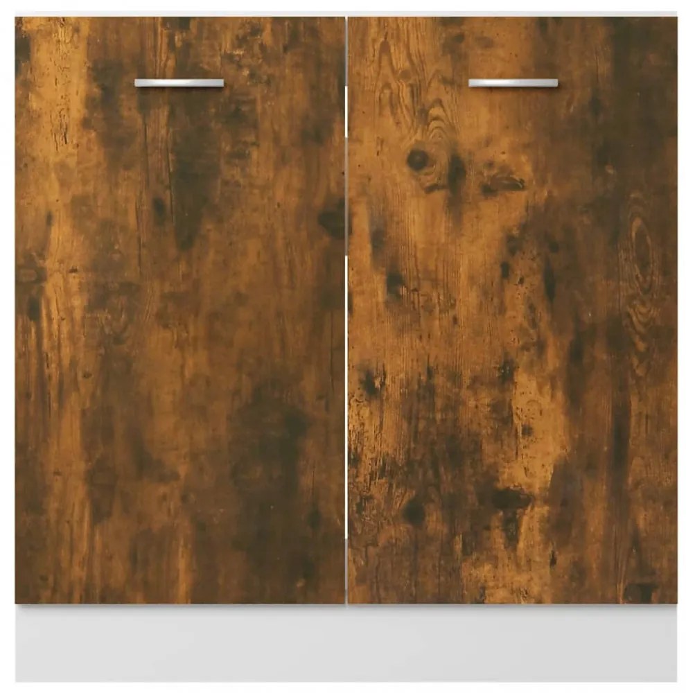 füstös tölgyszínű szerelt fa alsó mosogatószekrény 80x46x81,5cm