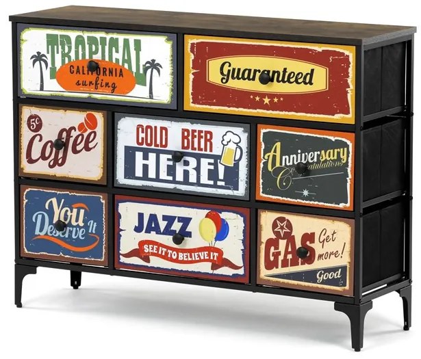 Többszínű MDF Komód 103×30×78 cm. AUK-W2104 BK