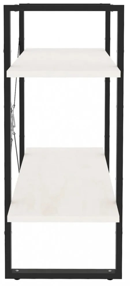 kétszintes fehér tömör fenyőfa könyvszekrény 80 x 30 x 70 cm