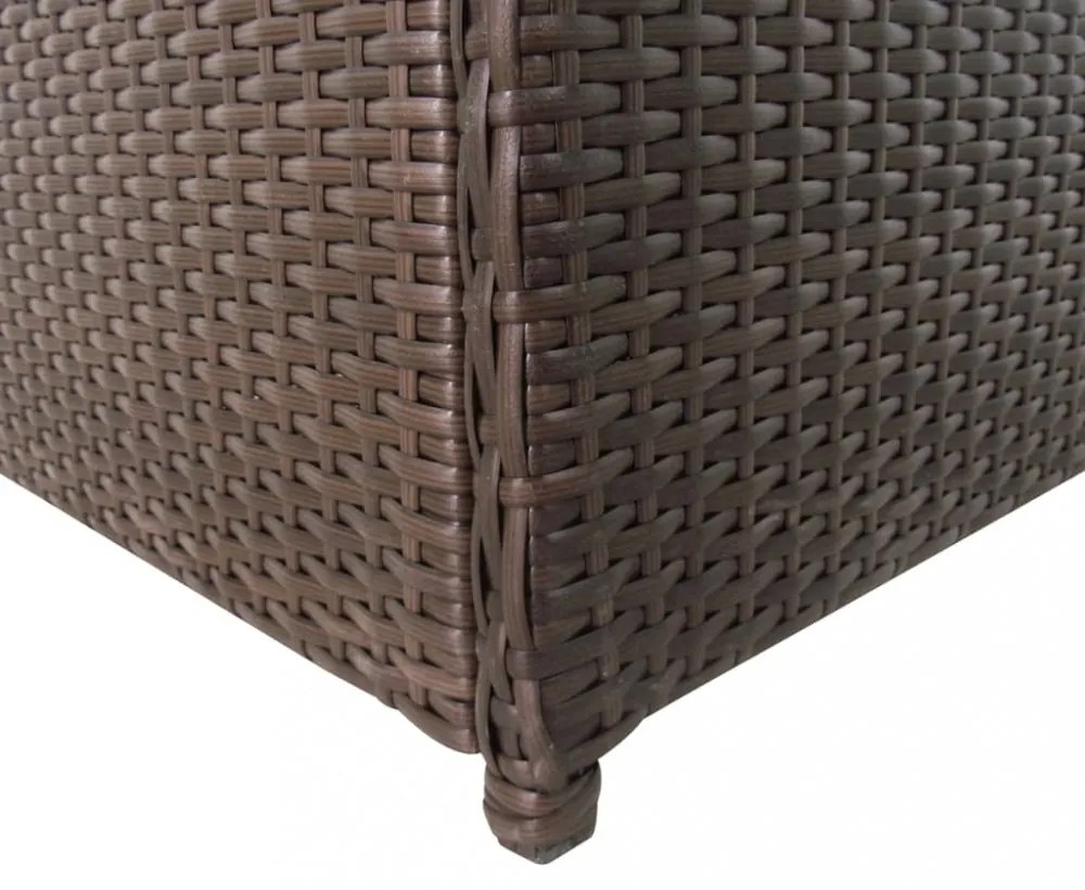 barna polyrattan kerti tárolóláda 120 x 50 x 60 cm