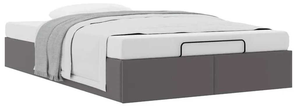 Ottomán ágykeret matrac nélkül szürke 120x190 cm műbőr