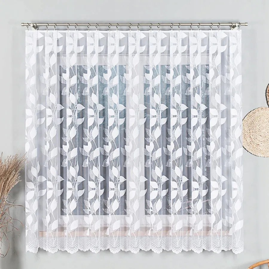 Jacquard Függöny Méteráru Nappali Szoba Konyha 180cm fehér