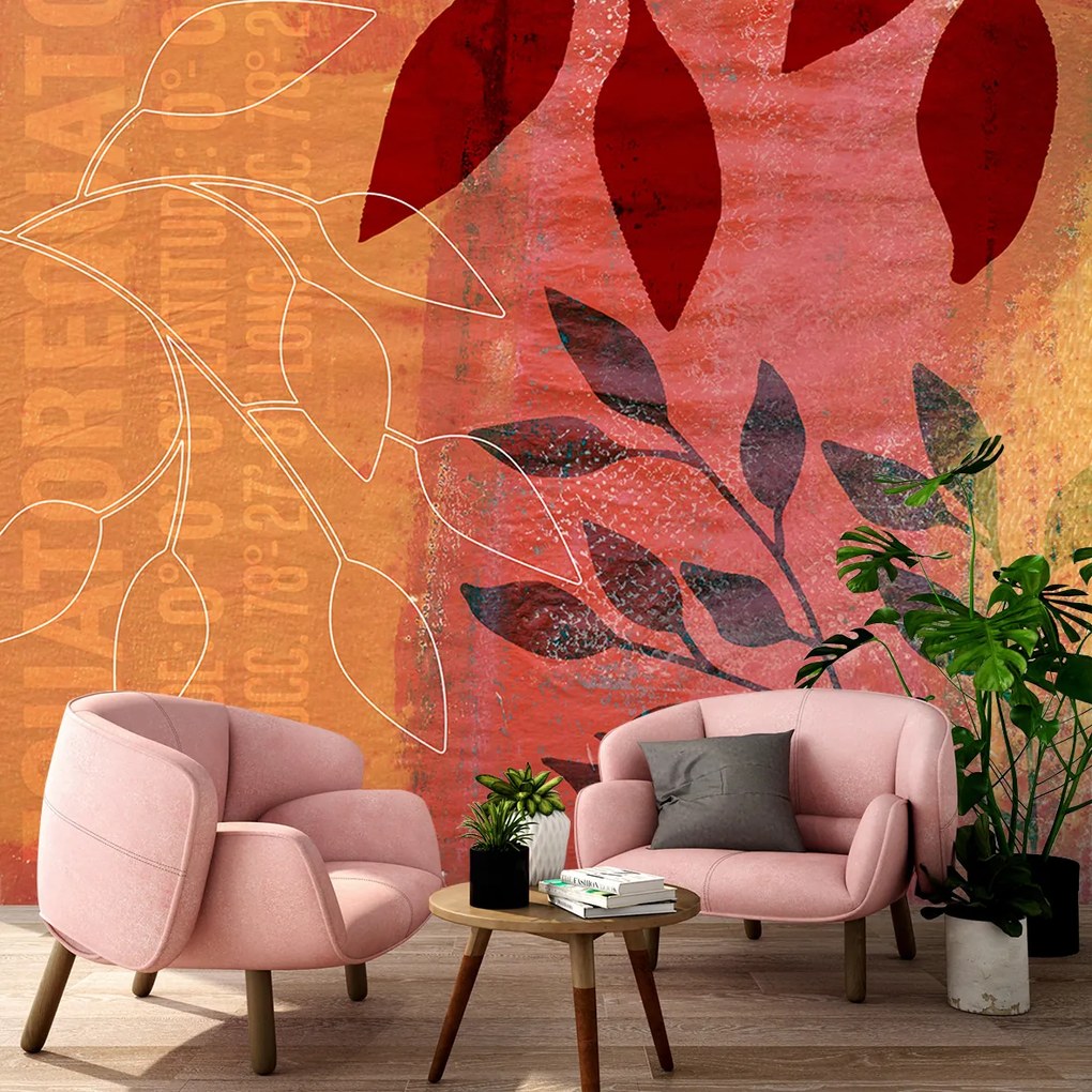 Gario Fotótapéta Levelek absztrakt narancs háttér - Andrea Haase Anyag: Vlies, Méret: 150 x 150 cm