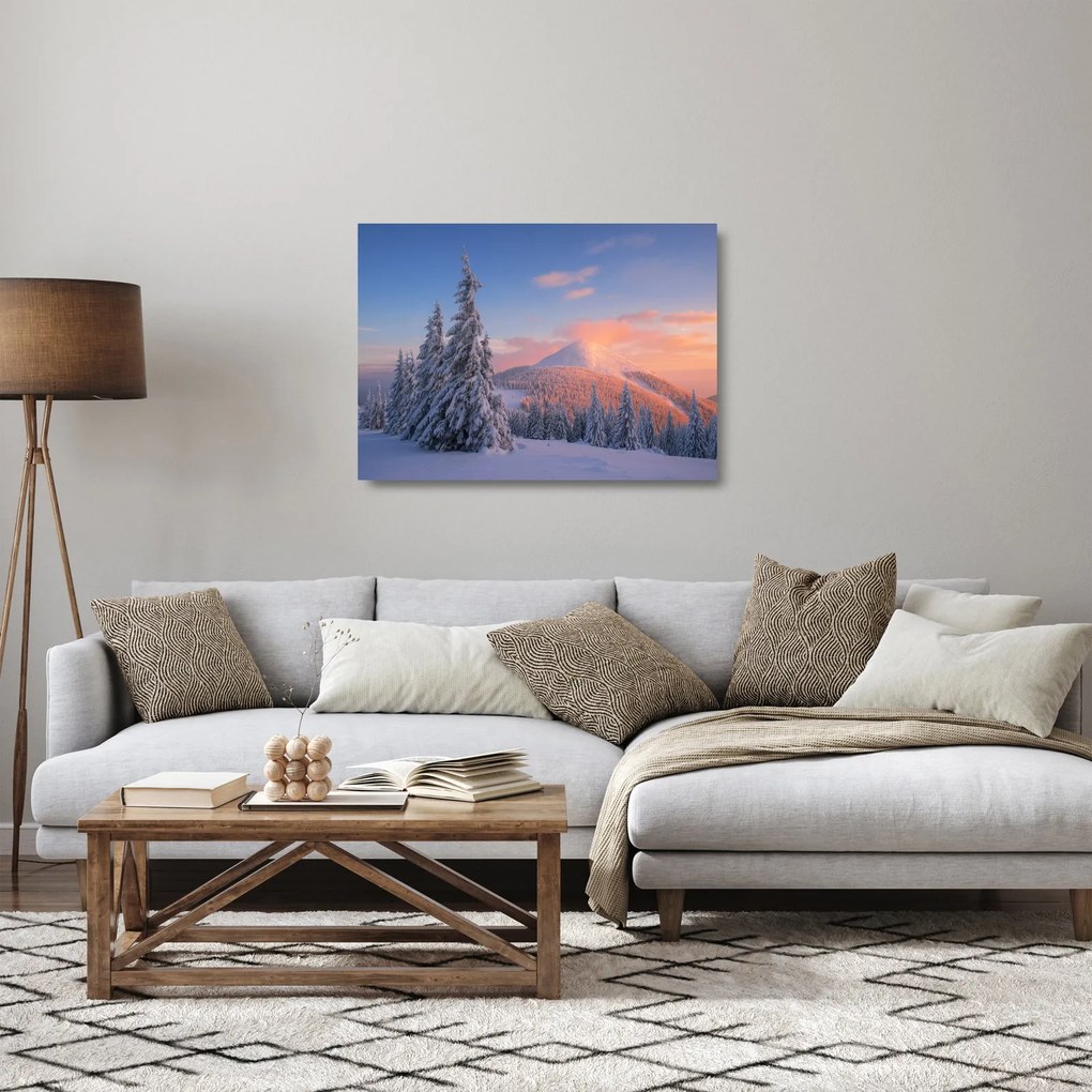 Üveg kép - Téli táj (70x50 cm)