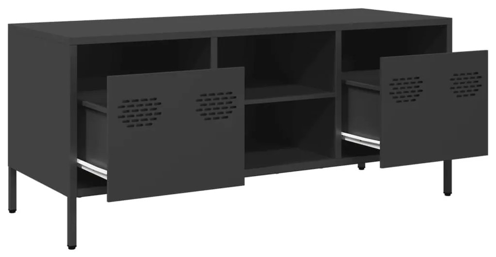 fekete hidegen hengerelt acél TV-szekrény 101,5 x 39 x 43,5 cm