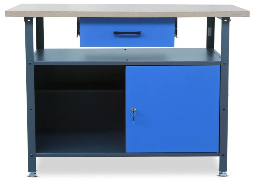 Műhelyasztal ERIC, 1200 x 850 x 600 mm, antracit-kék