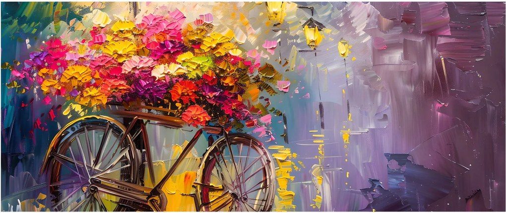 Kép - Kerék virágokkal (120x50 cm)