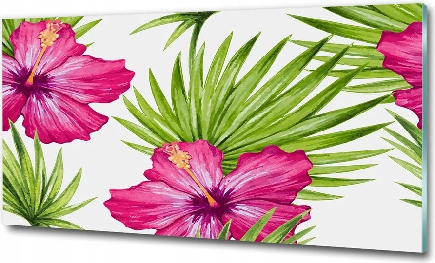 Fotó üvegkép Trópusi virágok 125x50