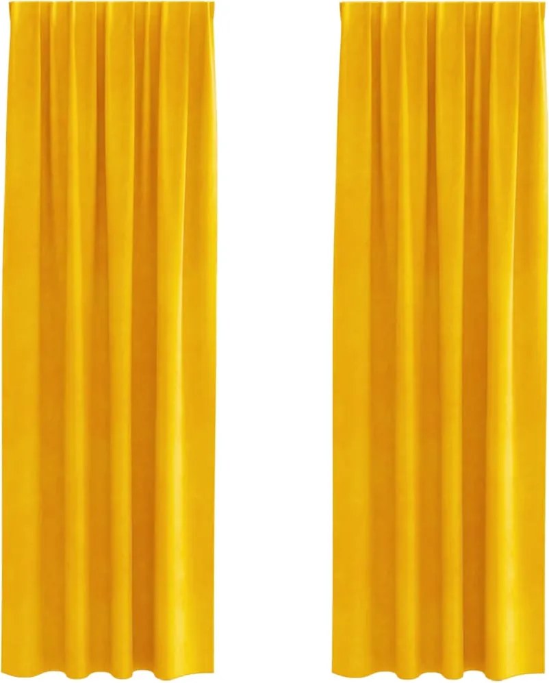 vidaXL Sötétítő függönyök 2 pcs Mustár sárga 140 x 245 cm Bársony