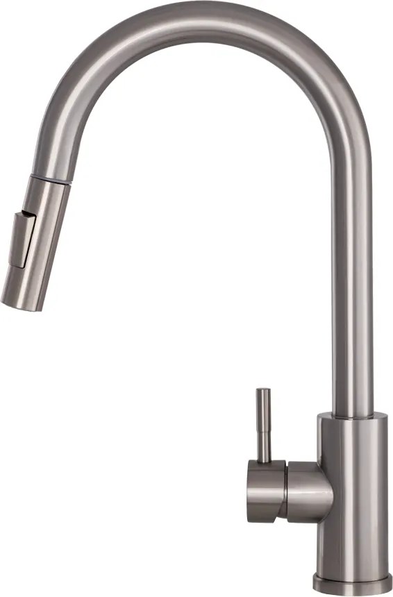 Gamma Taru Slim, magas mosogató csaptelep h-400, csiszolt acél, GMA-BTS-IX