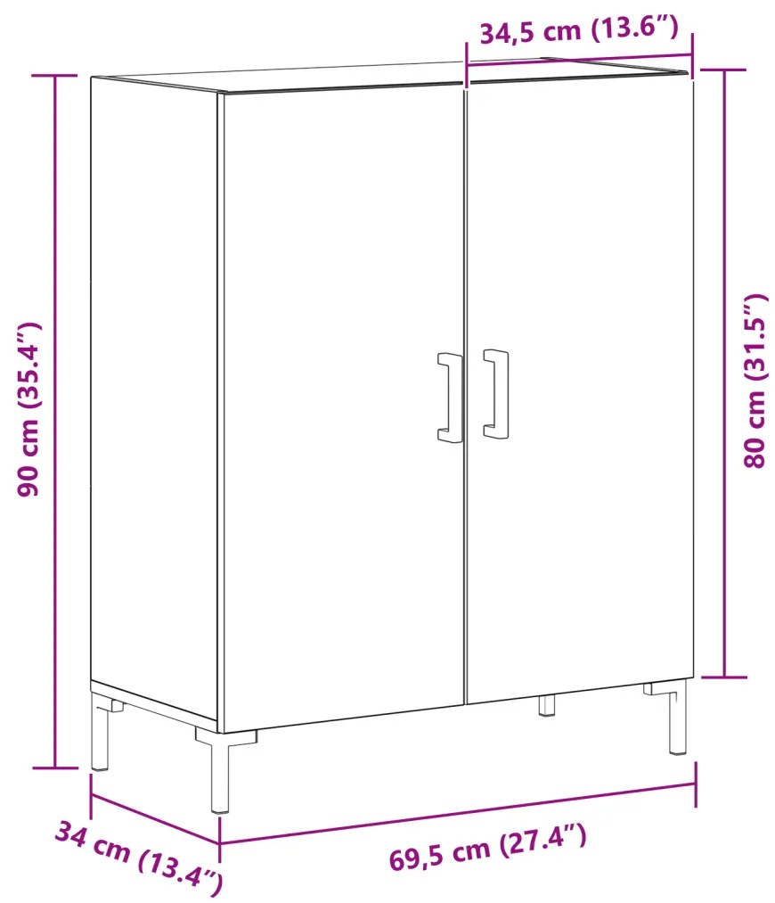 Fekete Tölgy Válaszfal 69,5x34x90 cm Épített Fa
