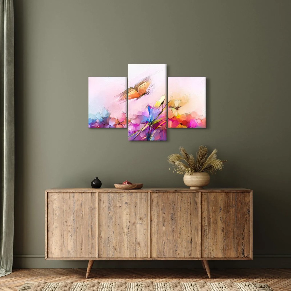 Kép - pillangó a virág felett, absztrakció (90x60 cm)