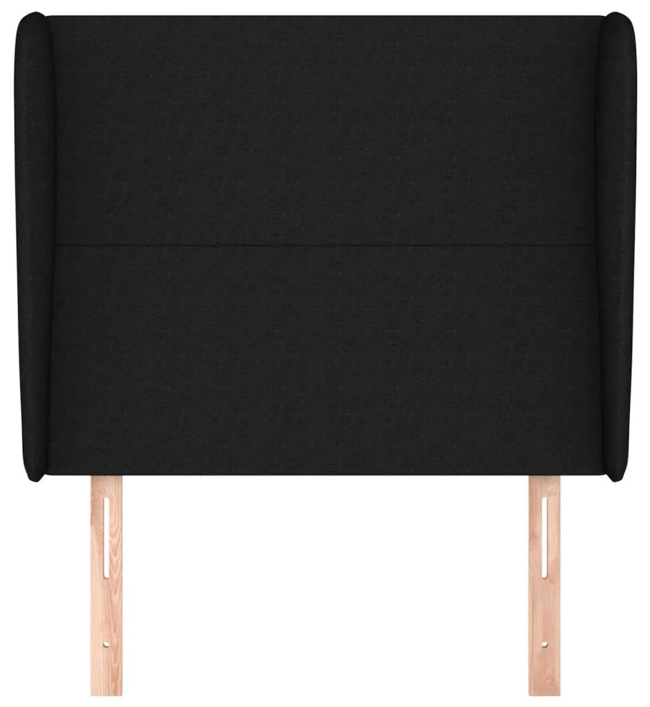 fekete szövet fejtámla szárnyakkal 83 x 23 x 118/128 cm