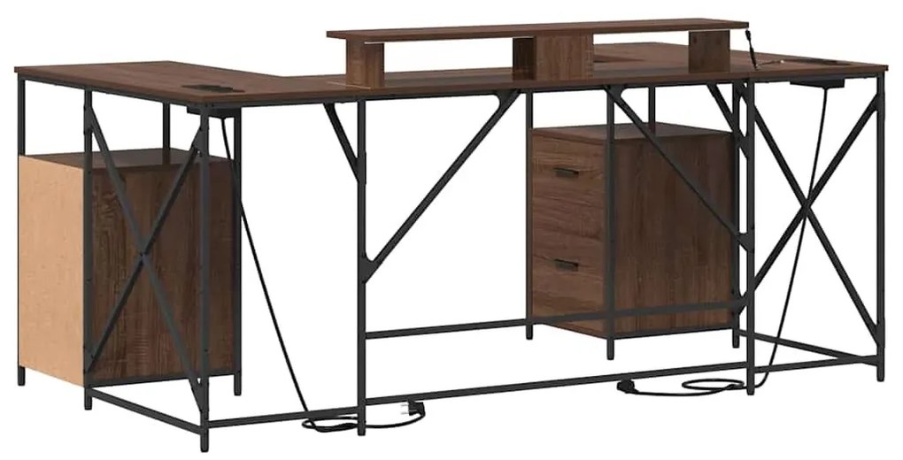 Asztal fiókkal barna tölgy 182 x 101 x 87.5 cm Faanyag