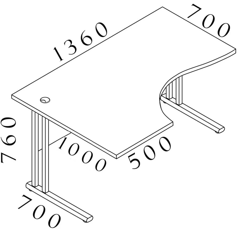Visio LUX ergonomikus asztal 136 x 100 cm, bal, tölgy