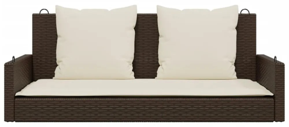 barna polyrattan hintapad párnával 119 x 56 x 48 cm