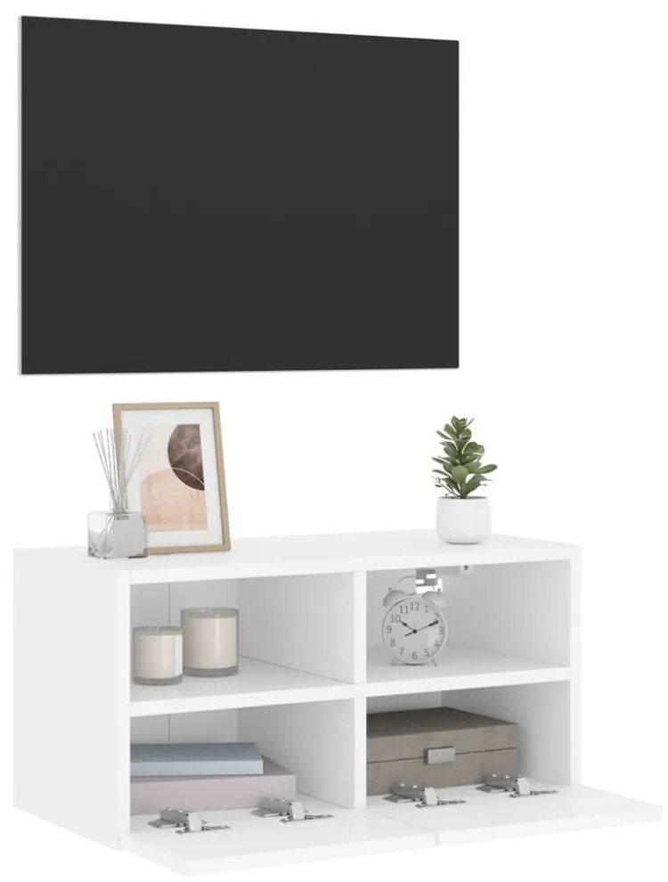 fehér szerelt fa fali TV-szekrény 60 x 30 x 30 cm