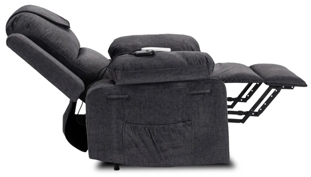 Elektromosan Vezérelhető Masszázsfunkciós Relaxfotel Sötétszürke Színben, Felállást Segítő Funkcióval. FENIX