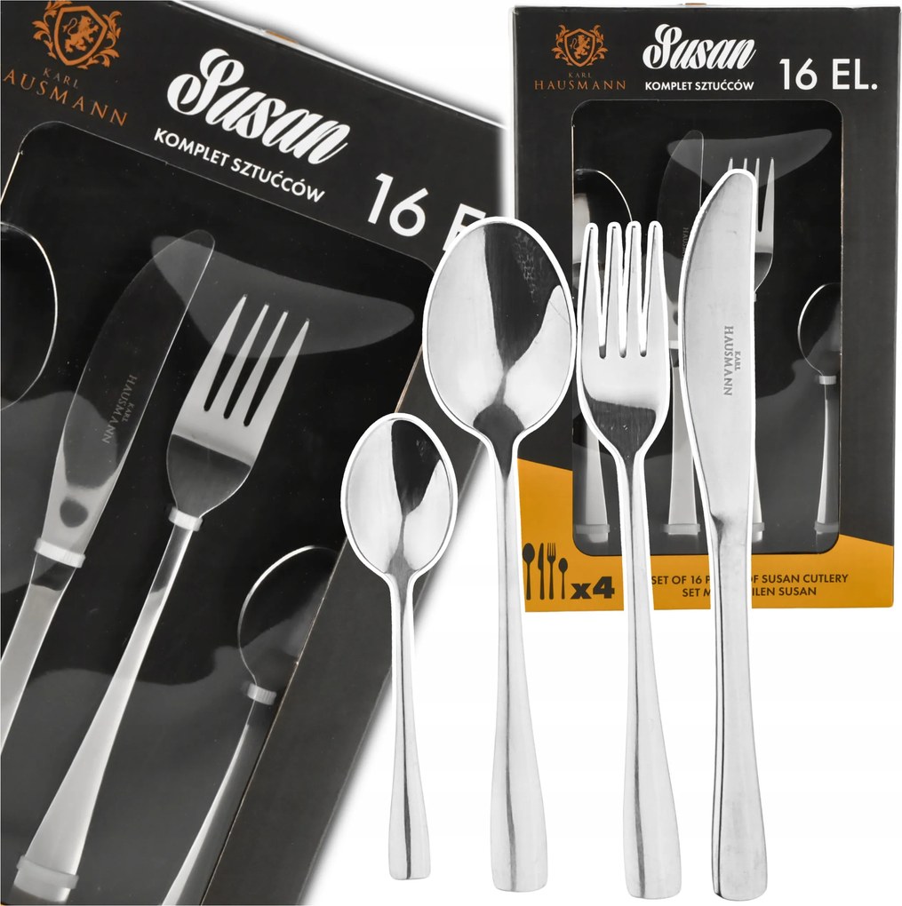 Evőeszköz Készlet 16 darabos 4 személyes Susan Díszdoboz Fényes