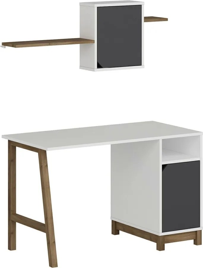 Venaro íróasztal, fehér-dió, 120 cm