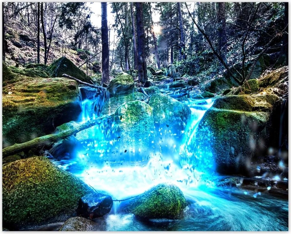 Poszterek 50x40 Vízesés a folyón Hegyek