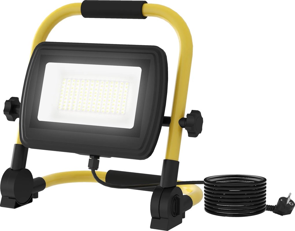 HOMCOM 50W LED Fényszóró Állítható Fejjel és Állvánnyal 4250 Lumennel IP65 6500K Esővédett Hordozható LED Projektor Lámpa Fogantyúval Belső és Külső H