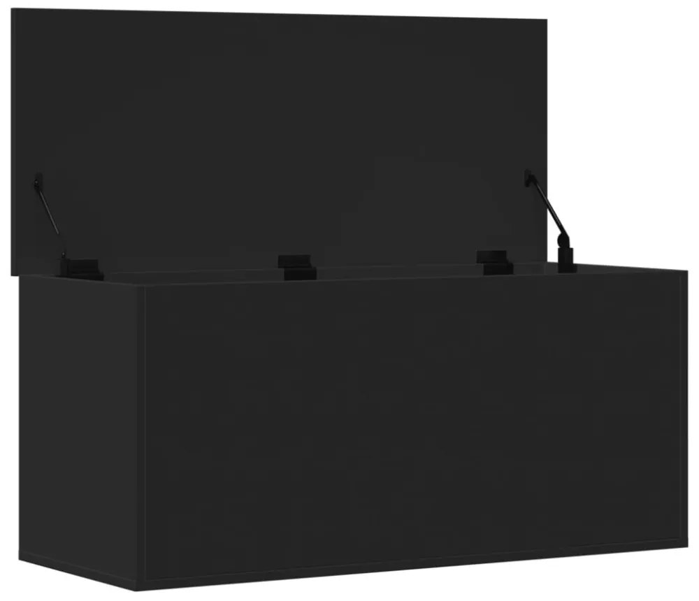 fekete szerelt fa tárolóláda 100x42x46 cm