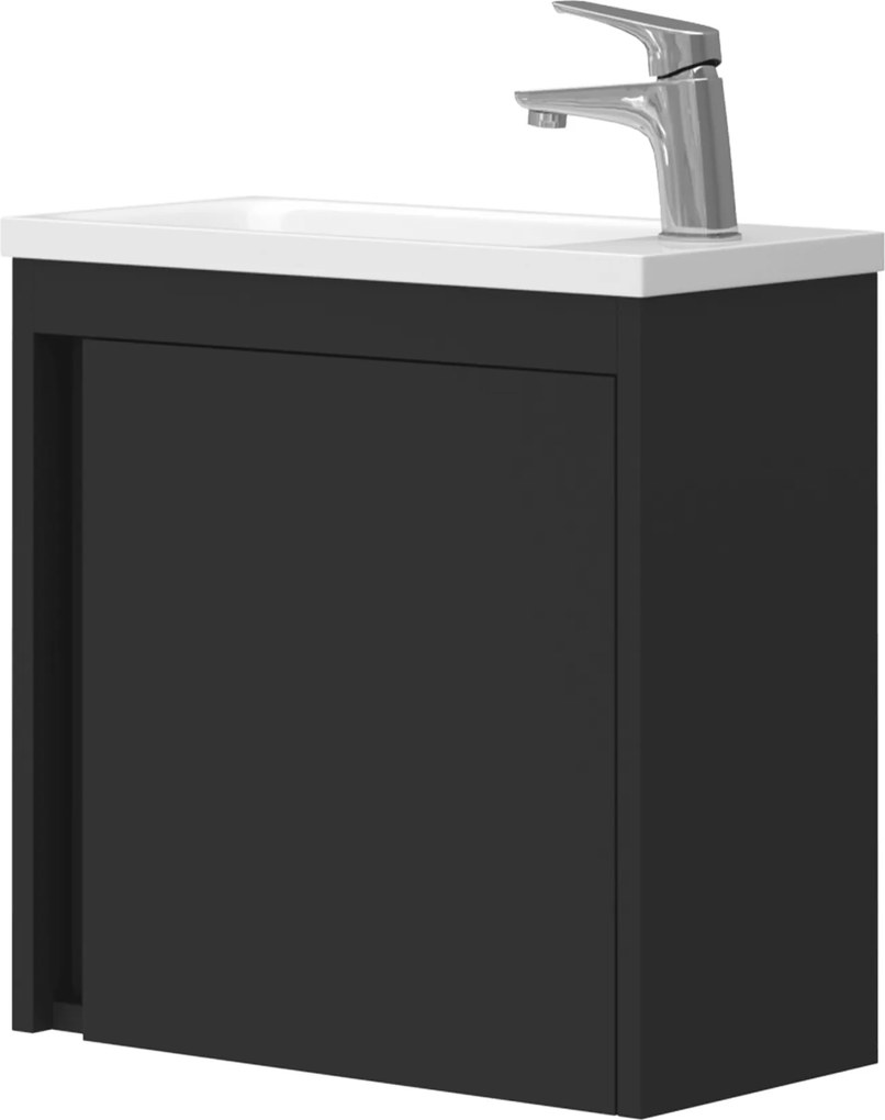 Omeble Függő fürdőszoba szekrény, mosdós szekrény 50 cm matt fekete