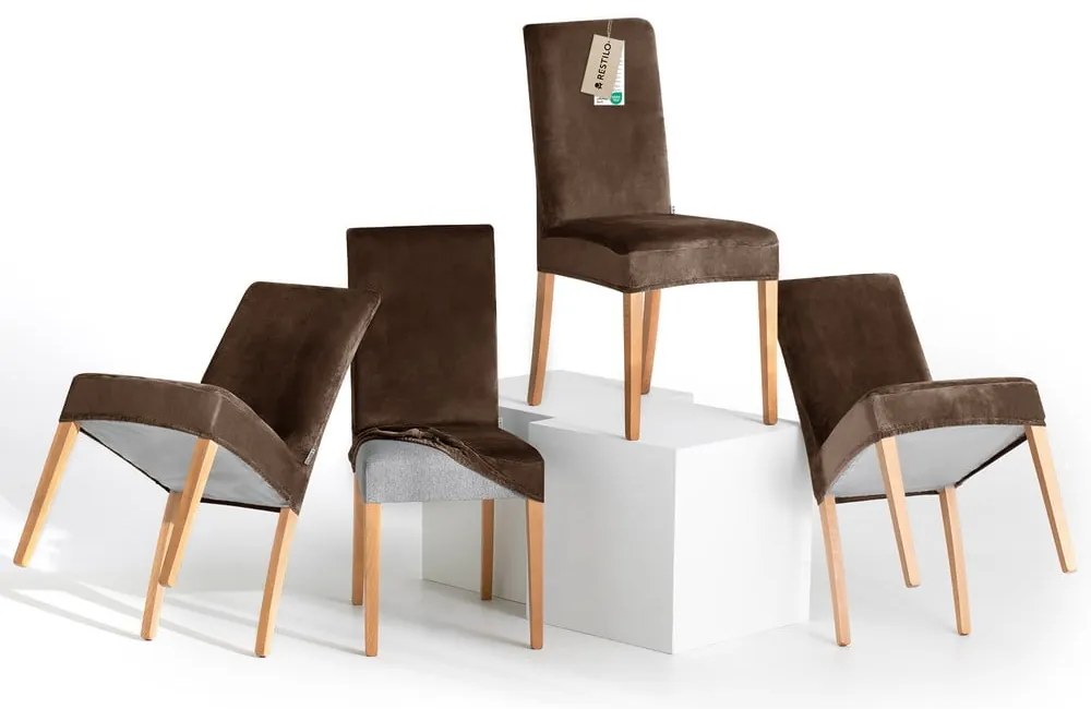 Barna gumis szék huzat szett 4 db-os 48 cm Sento – Restilo