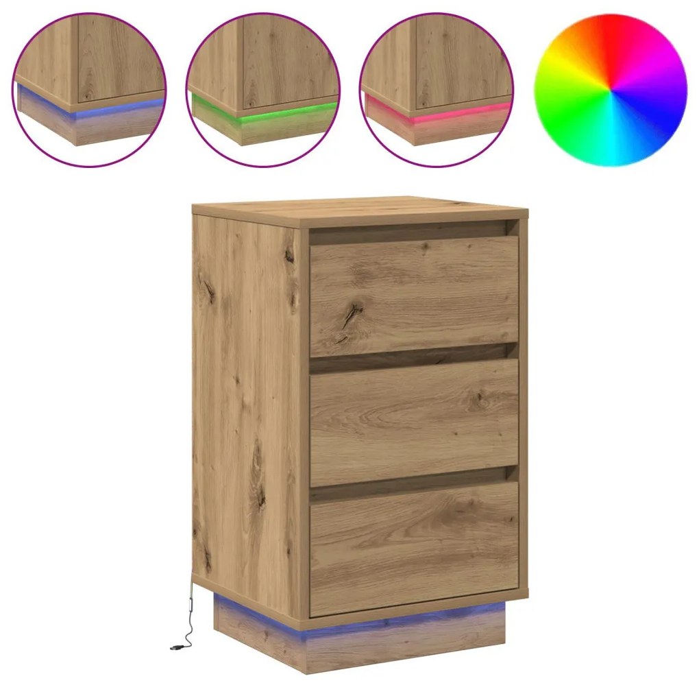 Éjjeli Szekrény LED-del Artisan Oak 39x34.5x65 cm Mérnöki Fa