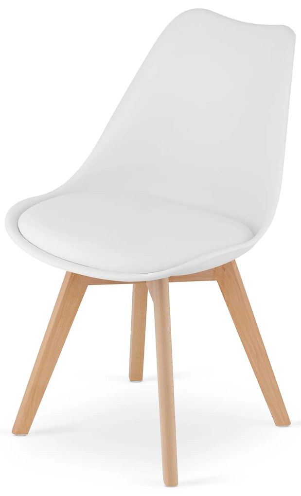 Étkezőgarnitúra 1 + 4, fehér asztal ADRIA 120x80 cm + fehér szék BALI MARK bükk lábakkal