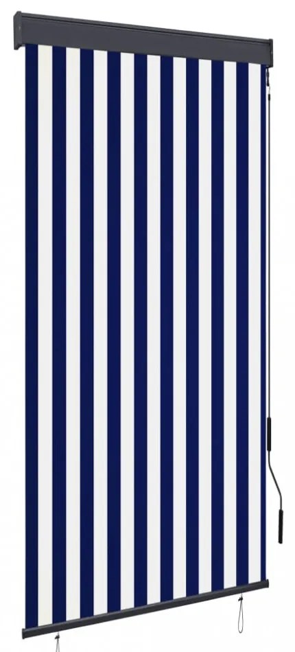 kék és fehér kültéri roló 100 x 250 cm