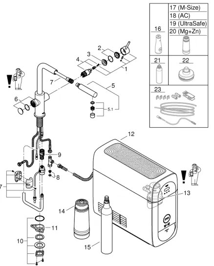 GROHE 31539000 - BLUE HOME mosogató csaptelep, L alakú kifolyó, fényes króm