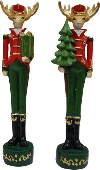 Dekorációs rénszarvas On zöld-piros egyenruhában 20,5 cm – 2 minta 1 db