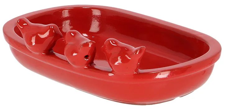 Kerámia madáritató és etető tál, 29 cm, piros
