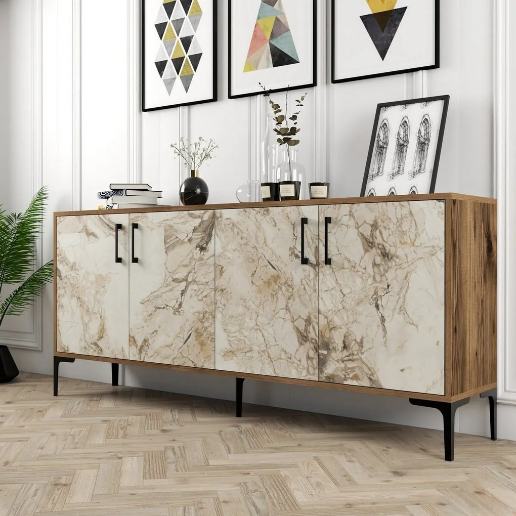 Kiev Walnut and White Marble szekrény