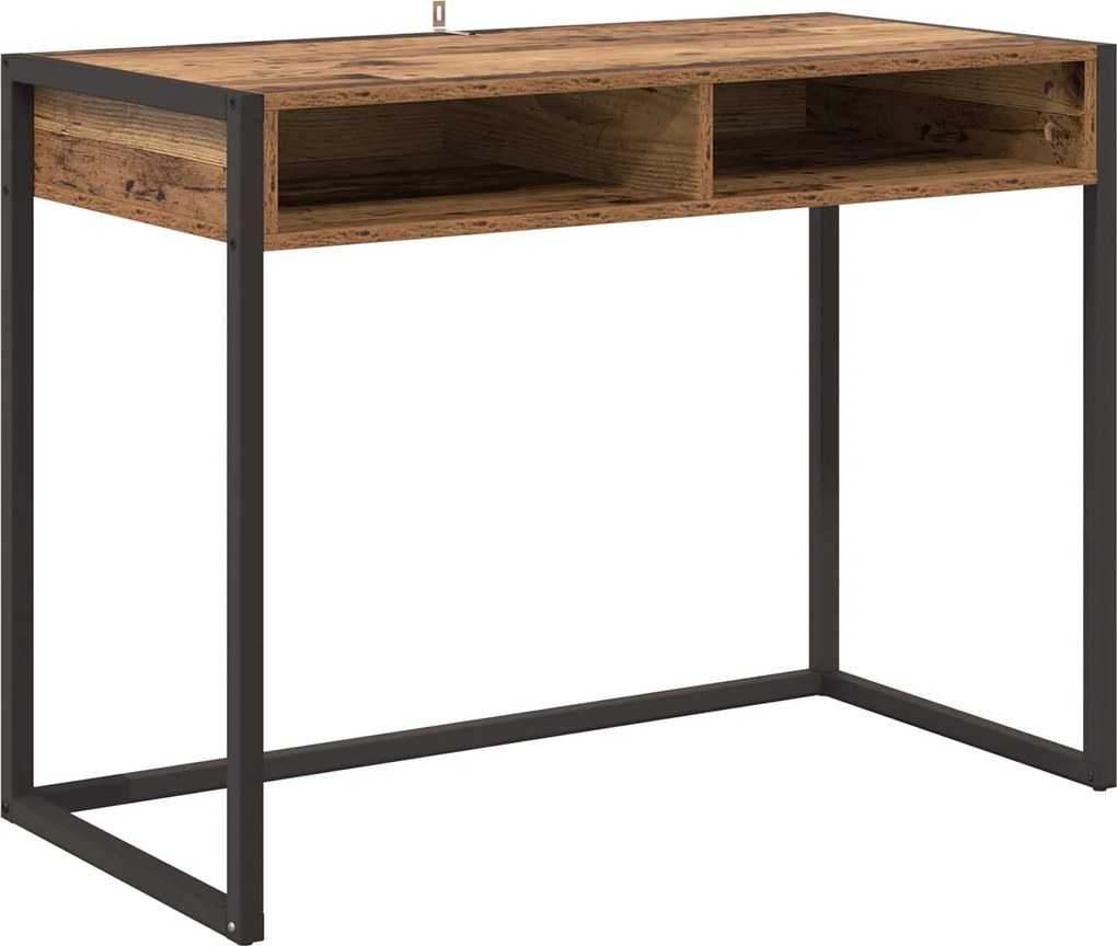 vidaXL Asztal tárolóval Öreg fa 100 x 50 x 75 cm Faanyag