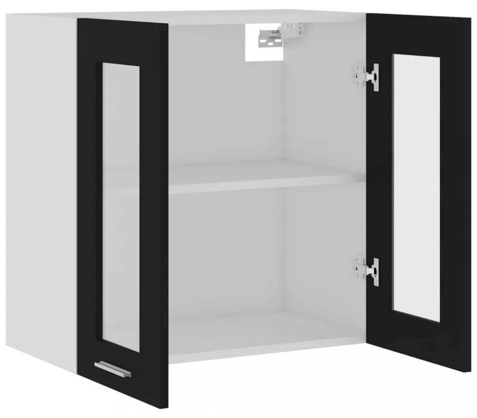 “Lyon” fekete szerelt fa függő üvegszekrény 60 x 31 x 60 cm