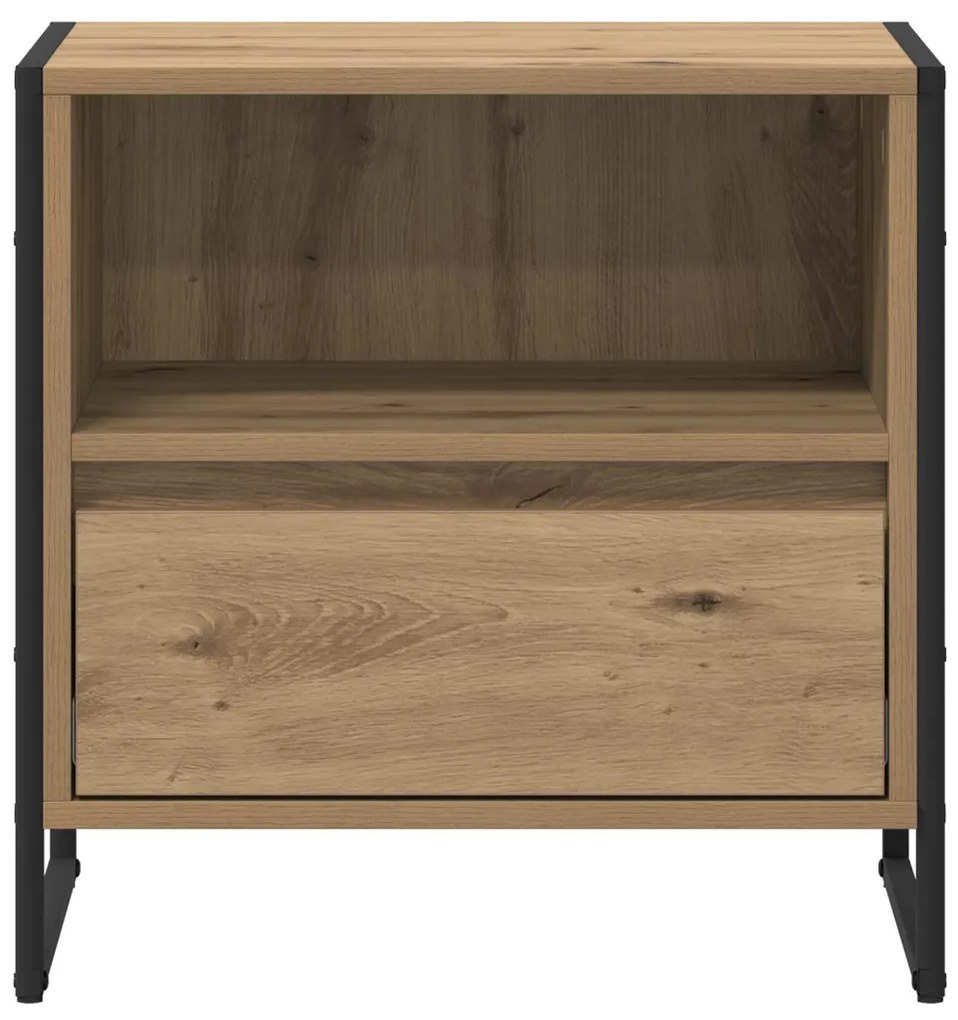 vidaXL Éjjeli asztal fiókkal Művészi tölgy 50 x 39,5 x 50 cm Faanyag